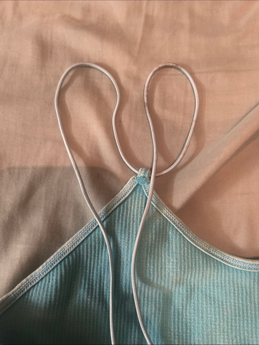 Light Blue Ribbed Spaghetti-Strap Crop Tank Top - Picture 4 of 4